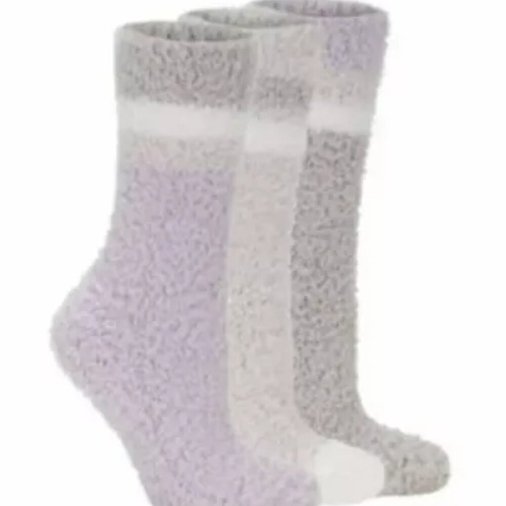 NWT Lemon Women's 3 Pair Cozy Crew Fuzzy Boot Socks Pink Size 5-9 $40 11HL361